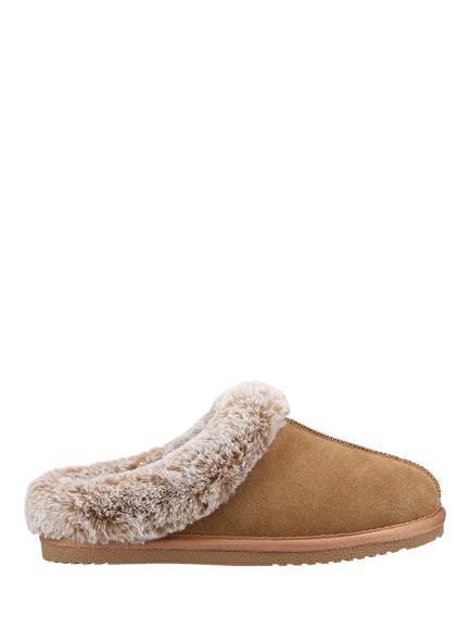 Hush Puppies Amara Suede Faux Fur Mule Slippers, Tan