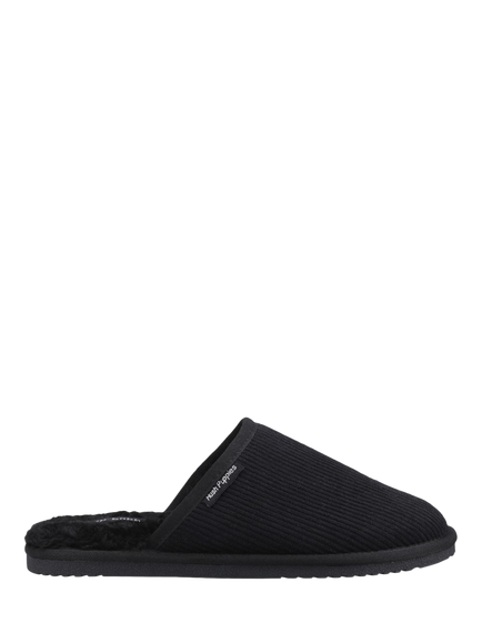 Hush Puppies Coady Corduroy Faux Fur Mule Slippers, Black
