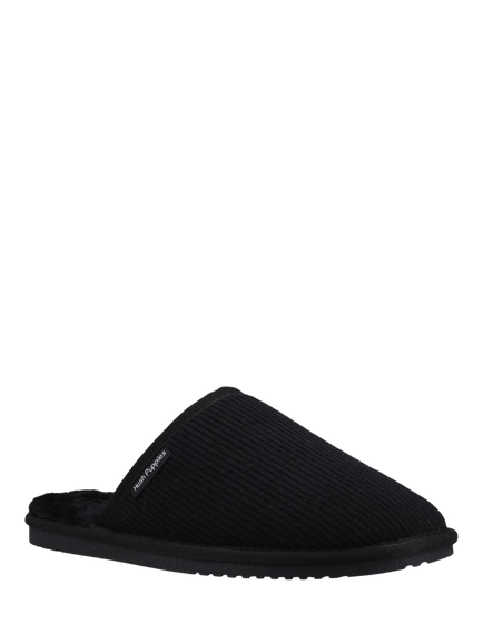 Hush Puppies Coady Corduroy Faux Fur Mule Slippers - view 2, Black