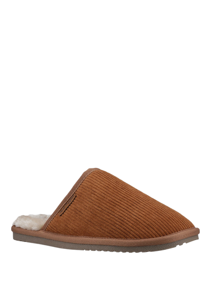 Hush Puppies Coady Corduroy Faux Fur Mule Slippers - view 2, Tan