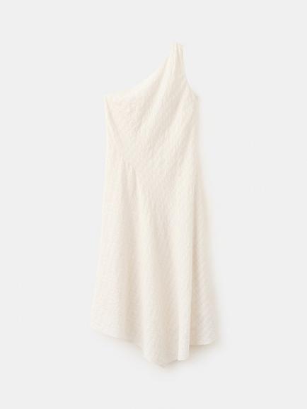 Mango One Shoulder A-Line Midi Dress, Raw, Raw