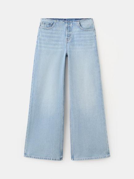 Mango High Rise Wide Legs Jeans, Mid Denim, Mid Denim