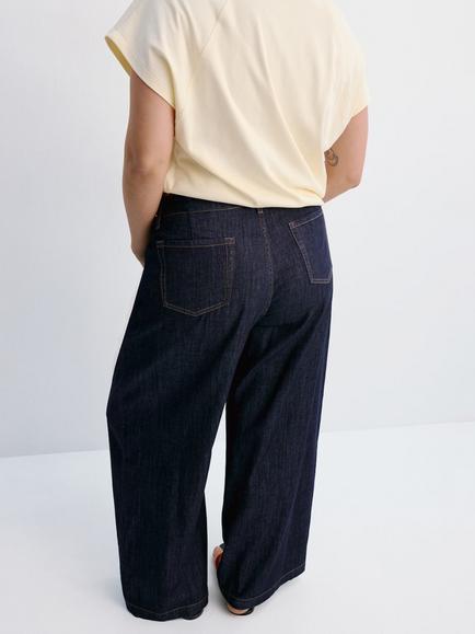 Mango High Rise Wide Leg Jeans, Blue - view 2, Blue