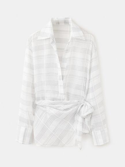 Mango Check Draped Shirt, Raw, Raw
