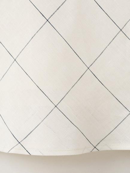 Mango Linen Check Knee Length Skirt, White - view 2, White