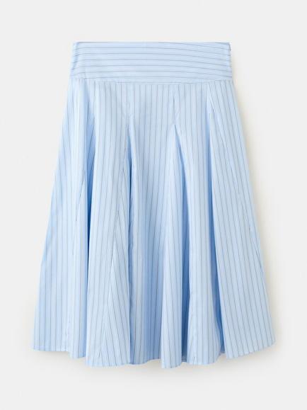 Mango Stripe Pleated Midi Skirt, Sky Blue, Sky Blue