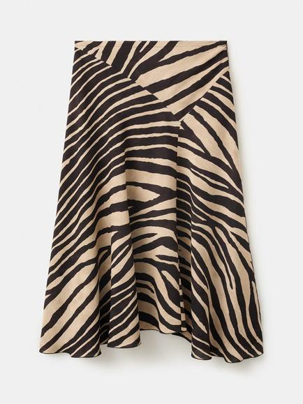 Mango Animal Print Asymmetric Midi Skirt, Black, Black