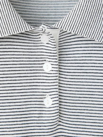 Mango Stripe Knit Polo Shirt - view 2, Navy