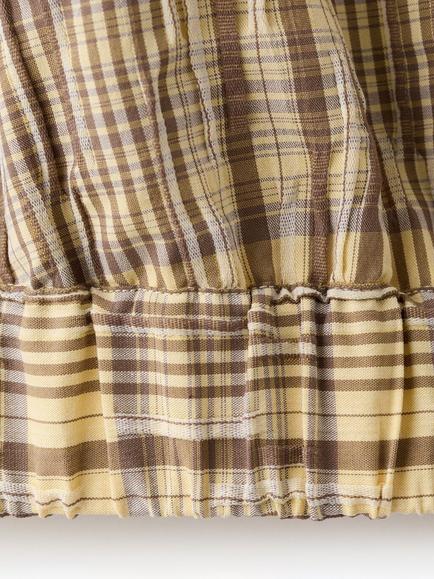Mango Cotton Rich Check Halterneck Crop Top, Brown - view 2, Brown