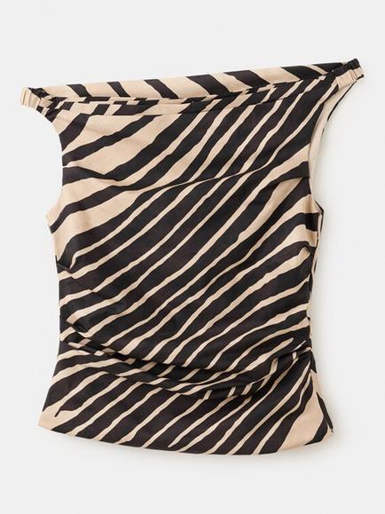 Mango Cotton Rich Animal Sleeveless Top, Black, Black