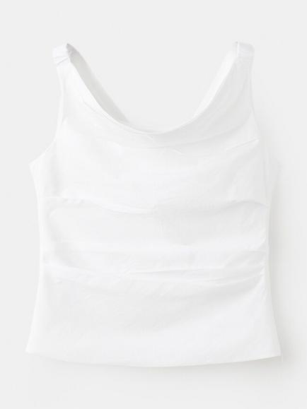Mango Elise Draped Scoop Neck Sleeveless Top, Off White, Off White