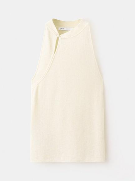 Mango Halterneck Sleeveless Blouse, Raw, Raw