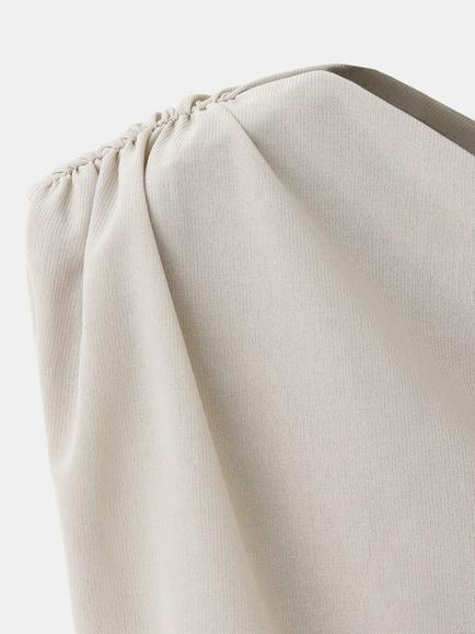 Mango Cowl Neck Jersey Top, Stone - view 2, Stone