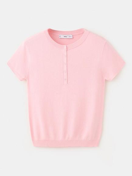 Mango Fine Knit Round Neck Top, Pink