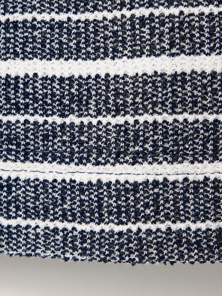 Mango Striped Regular Fit Cotton Rich Polo Shirt, Navy - view 2, Navy