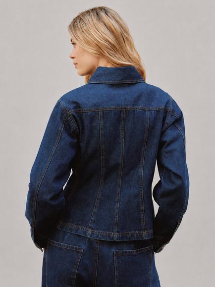 Albaray Cotton Fitted Denim Jacket, Indigo - view 2, Indigo