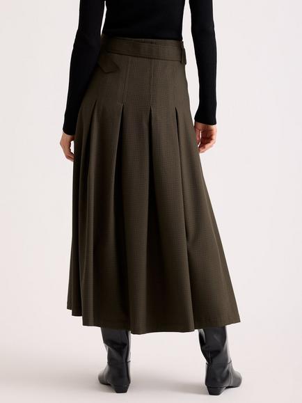 Albaray Mini Checked Pleated Skirt, Brown - view 2, Brown