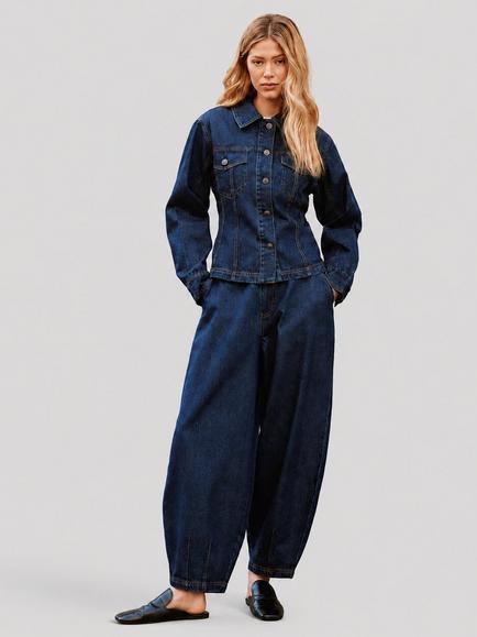 Albaray Cotton Balloon Jeans, Indigo, Indigo