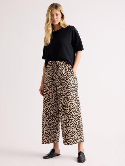 Albaray Animal Print Barrel Leg Trousers, Brown, Brown