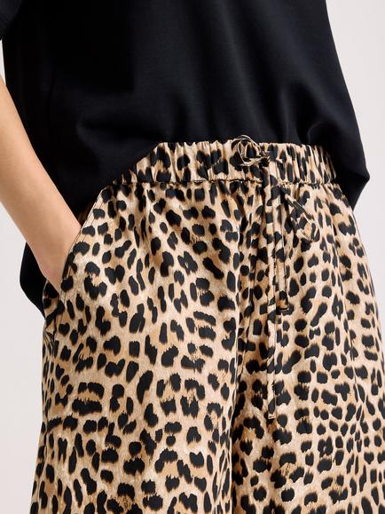 Albaray Animal Print Barrel Leg Trousers, Brown - view 2, Brown