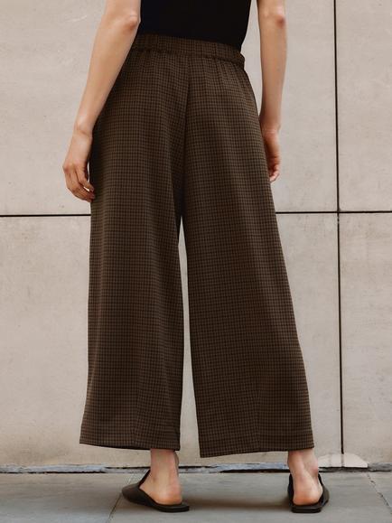 Albaray Gingham Barrel Leg Trousers, Brown - view 2, Brown