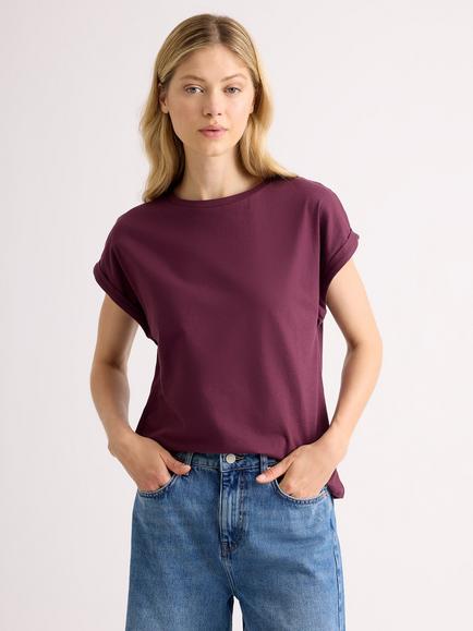 Albaray Roll Back T-Shirt, Burgundy, Burgundy
