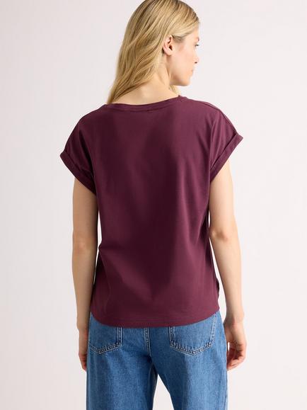 Albaray Roll Back T-Shirt, Burgundy - view 2, Burgundy