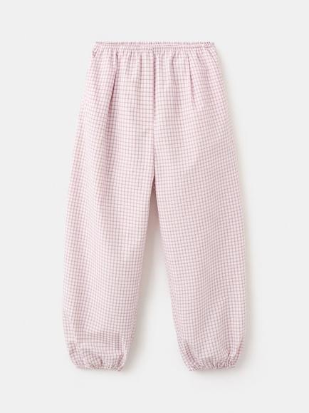 Mango Gingham Harem Trousers, Pastel Pink, Pastel Pink