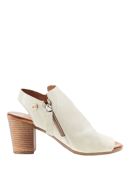 Moda in Pelle Kaprise Leather Block Heel Zip Sandals, Off White, Off White