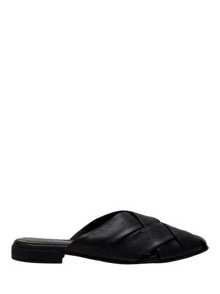 Moda in Pelle Faylia Woven Leather Mules, Black, Black