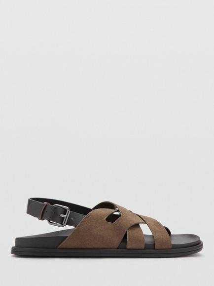 Mango Leather Sandals, Taupe