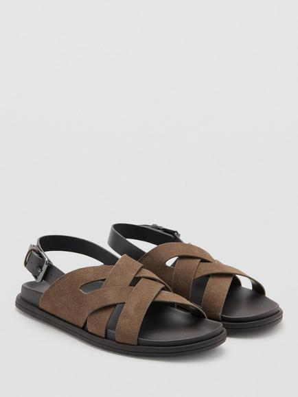 Mango Leather Sandals - view 2, Taupe