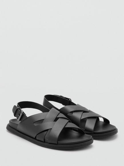 Mango Leather Sandals - view 2, Black
