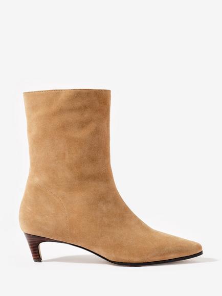 Mint Velvet Ashley Leather Kitten Heel Ankle Boots, Natural