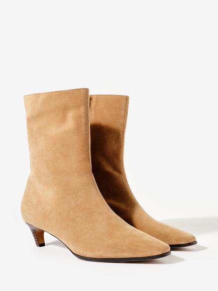 Mint Velvet Ashley Leather Kitten Heel Ankle Boots - view 2, Natural