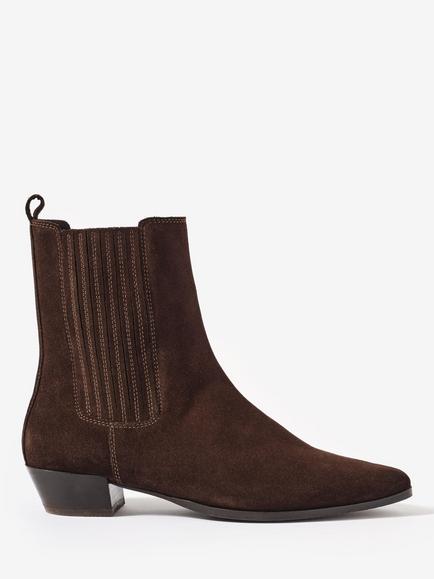 Mint Velvet Kirsten Suede Cuban Heel Cowboy Boots, Dark Brown, Dark Brown