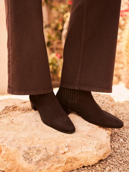 Mint Velvet Kirsten Suede Cuban Heel Cowboy Boots, Dark Brown - view 2, Dark Brown