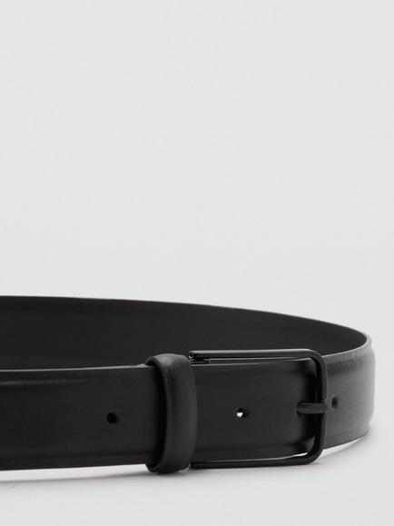 Mango Leather Belt, Black - view 2, Black