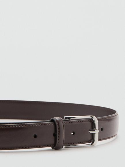 Mango Leather Mens Belt, Brown - view 2, Brown