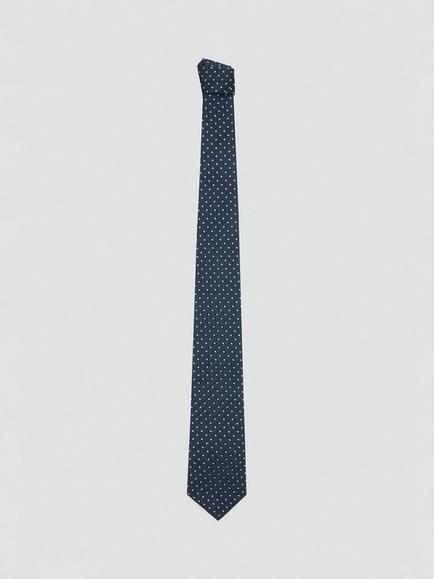 Mango Silk Blend Micro Dot Tie, Navy, Navy