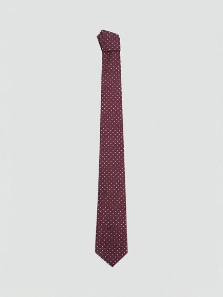 Mango Silk Blend Micro Dot Tie, Navy, Bordeaux
