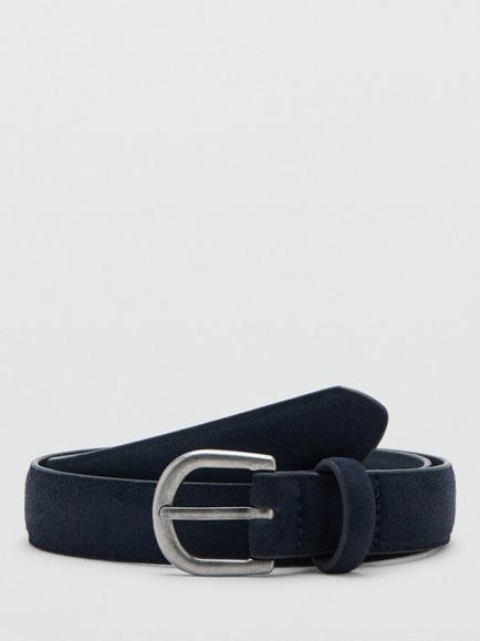 Mango Kids' Leather Belt, Navy, Navy