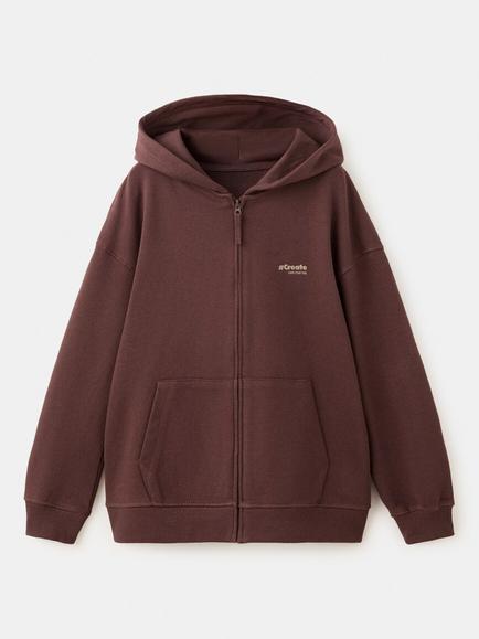 Mango Kids' Relaxed Zip Hoodie, Brown