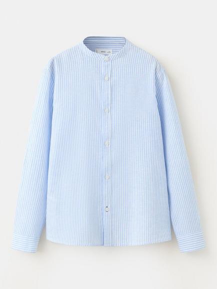 Mango Kids' Long Sleeve Stripe Shirt, Blue, Blue