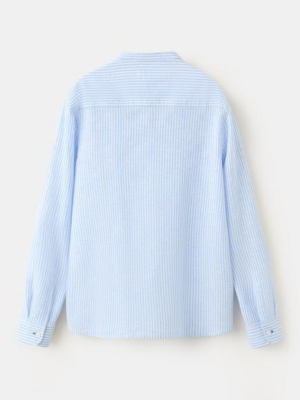 Mango Kids' Long Sleeve Stripe Shirt, Blue - view 2, Blue