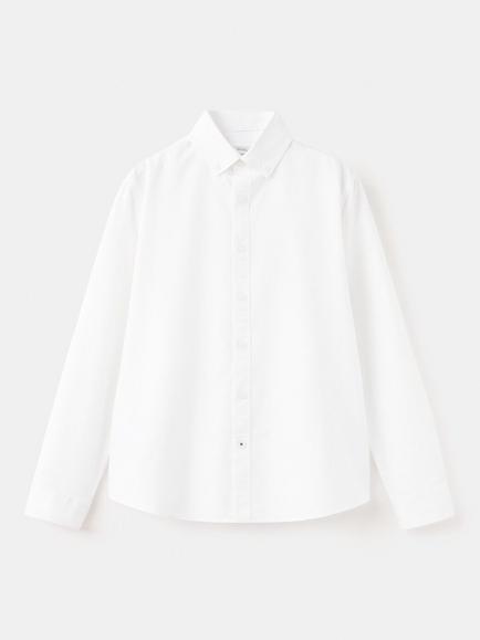 Mango Kids' Long Sleeve Cotton Shirt, White