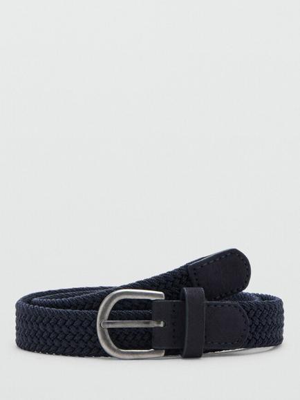 Mango Kids' Braided Belt, Navy