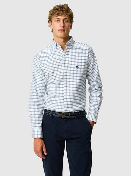 Rodd & Gunn Oxford Valley Grid Check Cotton Shirt, Marine