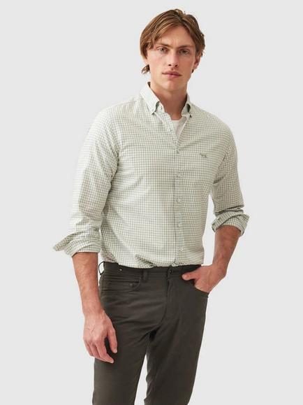 Rodd & Gunn Oxford Bayshore Gingham Check Cotton Shirt, Sage, Sage