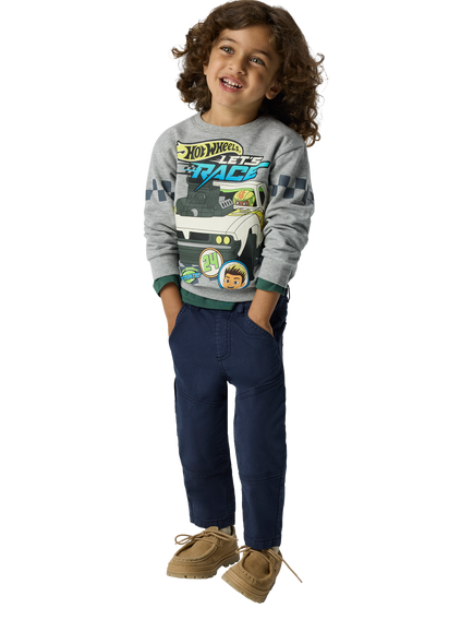 NAME IT Kids' Cotton Blend Hot Wheels Sweatshirt, Grey Melange - view 2, Grey Melange